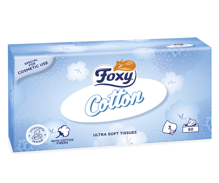 Chusteczki kosmetyczne 3-warstwowe foxy cotton 90 SZT.